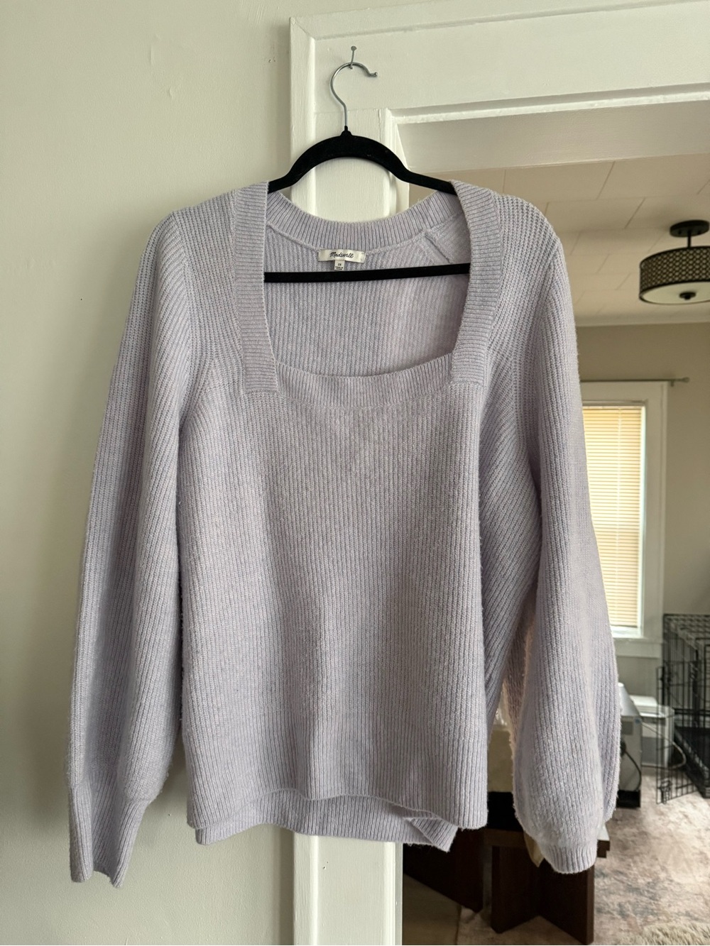 Madewell Lavender Square-Neck Knit Sweater